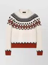 Alanui Wool Crewneck Sweater With Geometric Detail In Neutral
