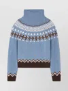 Alanui Winter Turtleneck Knitwear Fair Isle Pattern In Blue