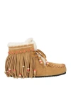 Alanui Woman Ankle Boots Sand Size 8 Leather, Shearling In Beige