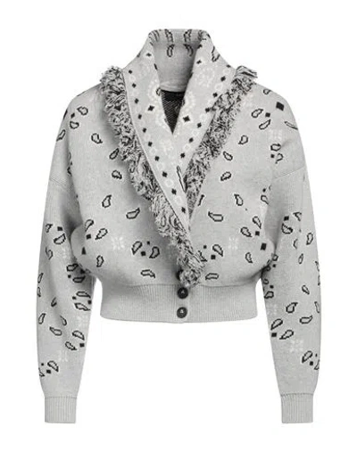 Alanui Woman Cardigan Grey Size S Virgin Wool, Cashmere In Gray