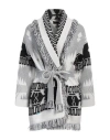 Alanui Icon Fringed Cashmere-jacquard Cardigan In Grey