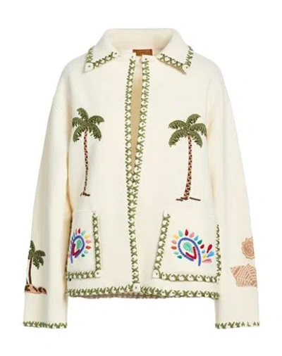 Alanui Woman Cardigan Ivory Size S Virgin Wool In White