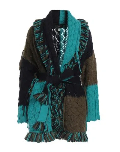 Alanui Woman Cardigan Turquoise Size M/l Alpaca Wool, Polyamide, Wool In Blue