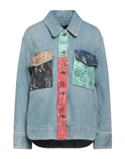 Alanui Woman Denim Outerwear Blue Size M Cotton