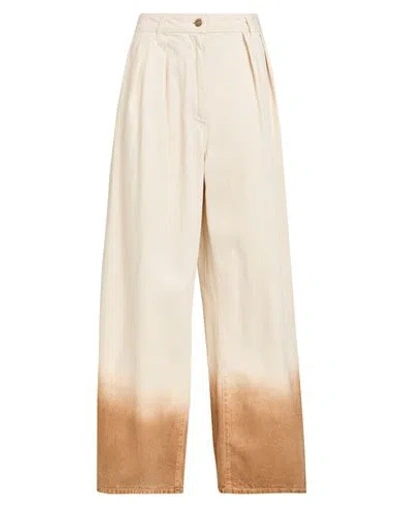 Alanui Woman Jeans Ivory Size 32 Cotton In White