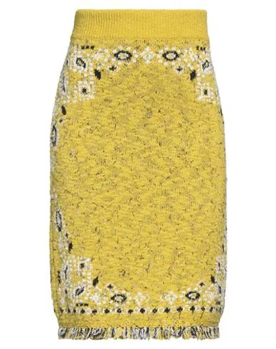 Alanui Woman Midi Skirt Yellow Size S Cotton, Acrylic, Polyamide
