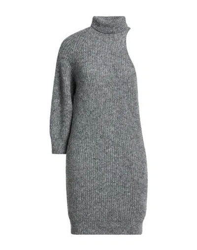 Alanui Woman Mini Dress Grey Size L Alpaca Wool, Polyamide In Gray
