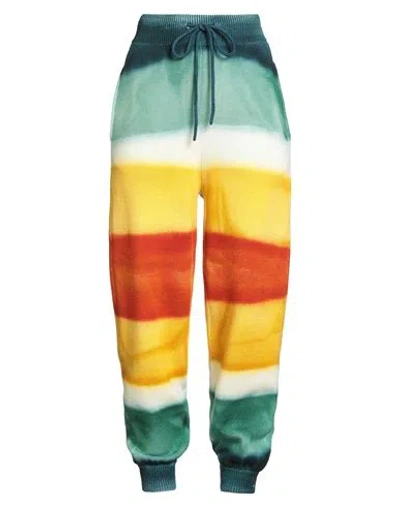 Alanui Woman Pants Green Size M Virgin Wool, Polyamide In Multi