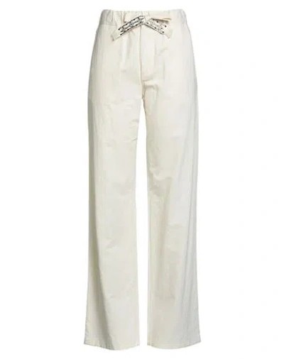 Alanui Woman Pants Ivory Size M Cotton, Paper Yarn, Linen, Viscose, Acrylic In Multi