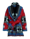 Alanui Icon Belted Fringed Quilted Wool-jacquard Down Jacket In Red