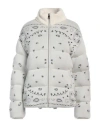 Alanui Woman White And Multicolour Bandana Puffer Jacket In White