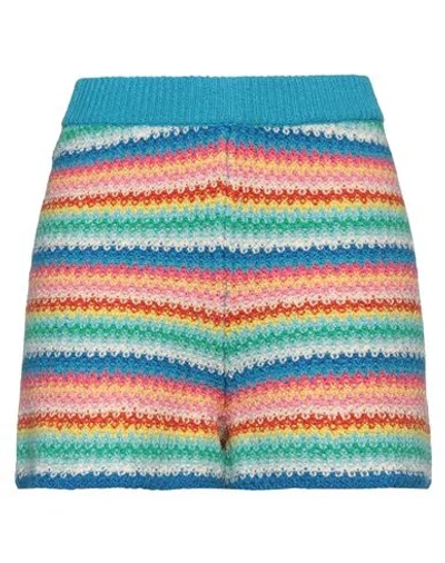 Alanui Over The Rainbow Striped Crocheted Cotton Shorts In Multicolor