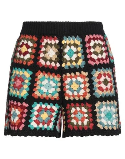 Alanui Woman Shorts & Bermuda Shorts Black Size M/l Cotton In Multi