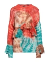 Alanui California Dreaming Net Tasseled Tie-dyed Wool Sweater In Bright Orange