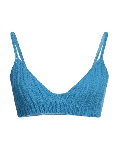 Alanui Woman Top Azure Size L Alpaca Wool, Polyamide, Wool In Blue