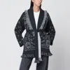 Alanui Dark Grey Bandana Jacquard Cardigan In Gray