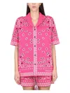 Alanui Knit Bandana Print Short Sleeve Top In Pink