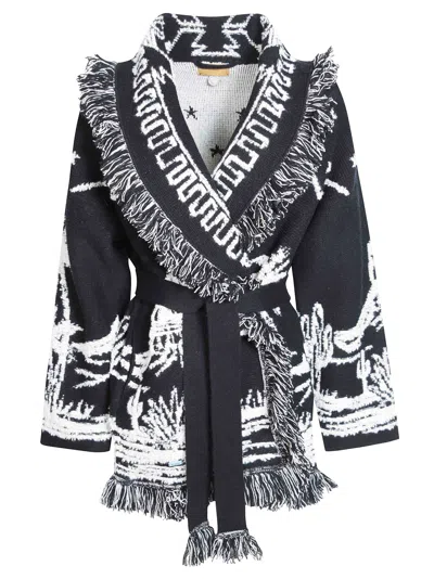 Alanui Canyon Spirit Fringed Cardigan In Black