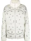 Alanui Woman White And Multicolour Bandana Puffer Jacket In White
