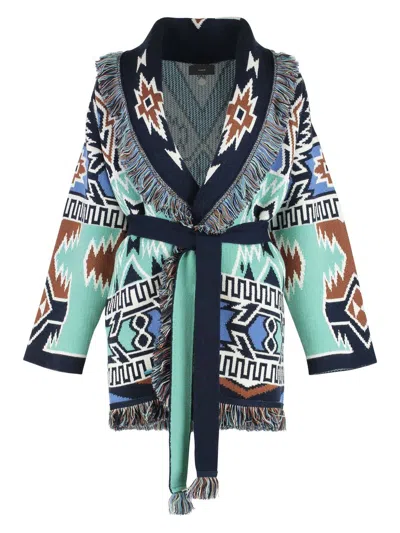 ALANUI WOMEN'S GEOMETRIC ROOTS CARDIGAN | SIZE SMALL | LWHB064R25KNI00G COLOR 5146
