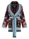 Alanui Jacquard Cashmere Cardigan With Two-tone Belt In Multi