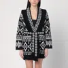 Alanui Belted Fringed Wool-blend Jacquard Cardigan