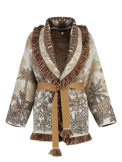ALANUI WOMEN'S JUNGLE TOILE DE JOUY CARDIGAN | SIZE SMALL | LWHB064R25KNI009 COLOR 0A60