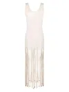 Alanui Monsoon Fringed Maxi Dress In White