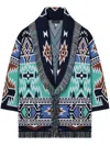 Alanui Geometric Roots Cardigan In Soft Virgin Wool In Blue
