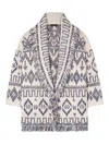 Alanui Wool Cardigan With Belted Waist And Fringe In Multi