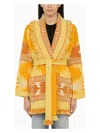 Alanui Icon Cashmere Jacquard Cardigan In Yellow