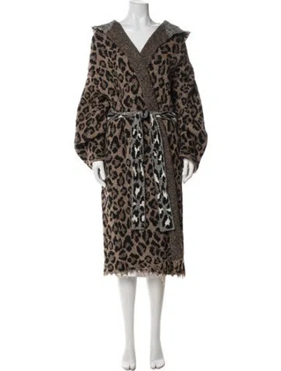 Pre-owned Alanui Wool Animal Print Sweater In Brown