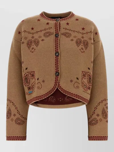 Alanui Wool Blend Bandana Cardigan Cropped Paisley