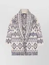 Alanui Wool Cardigan With Belted Waist And Fringe In Gray