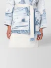 Alanui Wool Cardigan With Landscape Print And Fringe In Multi