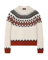 Alanui Wool Crewneck Sweater With Geometric Detail In Neutral