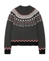 Alanui Wool Crewneck Sweater With Geometric Pattern In Gray