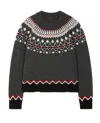 Alanui Wool Crewneck Sweater With Geometric Pattern In Gray