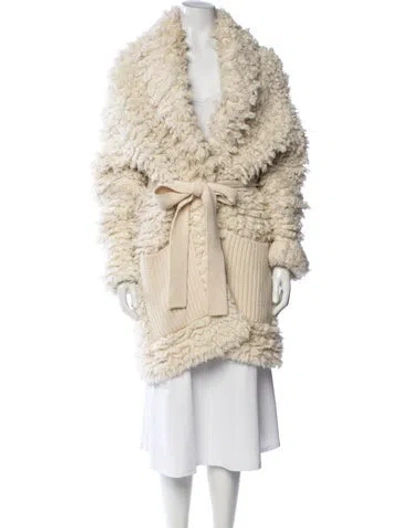 Pre-owned Alanui Wool Faux Fur Coat In Neutrals