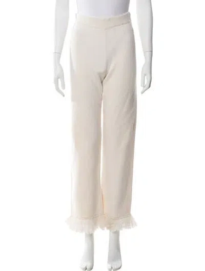 Pre-owned Alanui Wool Fringe Trim Accent Sweatpants In Neutral