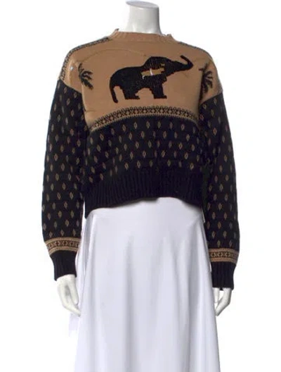 Pre-owned Alanui Wool Graphic Print Sweater In Black