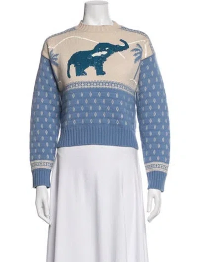 Pre-owned Alanui Wool Graphic Print Sweater In Blue