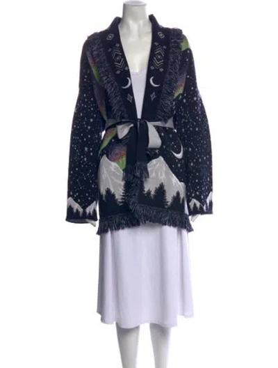 Pre-owned Alanui Wool Graphic Print Sweater In Blue