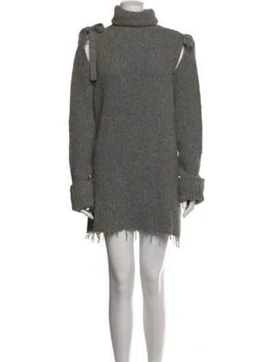 Pre-owned Alanui Wool Mini Dress W/ Tags In Grey