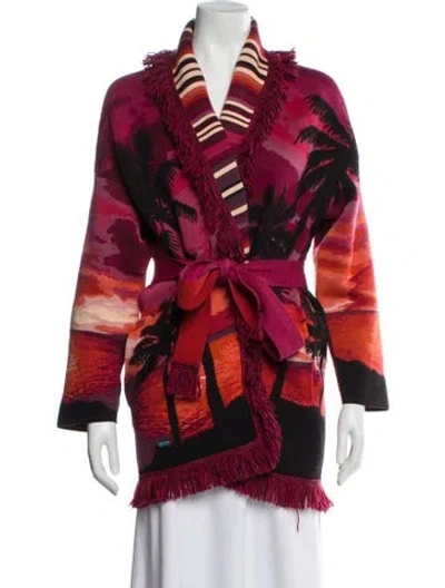 Pre-owned Alanui Wool Printed Sweater In Burgundy