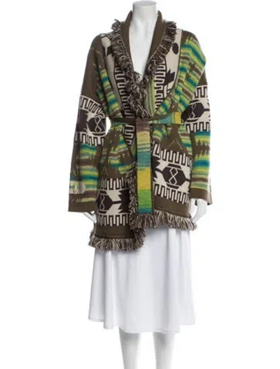 Pre-owned Alanui Wool Printed Sweater In Green