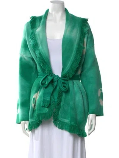 Pre-owned Alanui Wool Tie-dye Print Sweater In Green