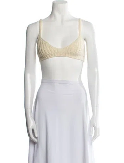 Pre-owned Alanui Wool V-neck Crop Top In Neutral