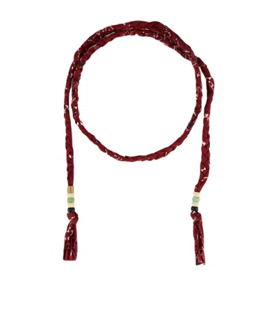 Alanui Woven Fabric Strip Belt In Wine Red