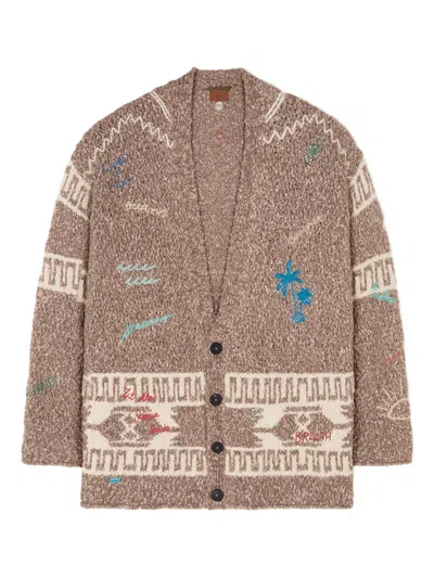 Alanui Written By The Ocean Cardigan In Brown